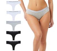 French Connection Cotton Thongs For Women - Pack of 5 Ladies Thongs - Soft, Stretchable, and Comfortable Knickers (Medium)