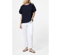 French Connection Crepe Light Puff Sleeve Top Utility Blue size L | Blouses Outlet | Women | Blue L