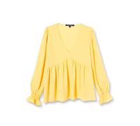 French Connection Crepe Light V Neck Top, Buff Yellow, S