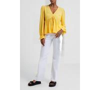 French Connection Crepe Light V Neck Top Buff Yellow size L | Blouses Outlet | Women | Brown L