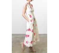 French Connection Cressida Faron Drape Midi Dres Ivory/pink Multi size 6 | Midi Dresses Outlet | Women | White 6