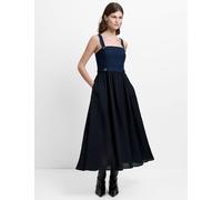 French Connection Denim Square Neck Strappy Midi Skater Dress Black