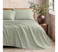 French Connection Dinara Floral Printed Microfiber Sheet Set with Extra Pillowcases, Sage Green, King
