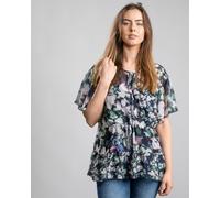 French Connection Dreda Georgette Wrap Womens Top - Utility Blue Multi - UK12 EU40 US8
