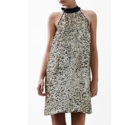 French Connection Elah Sequin Halter Neck Dress Metallic Gold size 8 | Mini Dresses Outlet | Women | Yellow 8