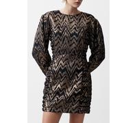 French Connection Ellery Jacquared Puff Slv Dres Blackout/copper size 6 | Mini Dresses Outlet | Women | Black 6