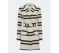 French Connection Escher Stripes Belted Womens Mac Jacket - Classic Cream/Nocturnal - UK10 EU38 US6