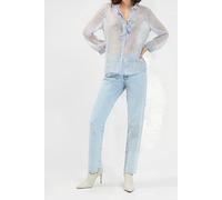 French Connection Eso Bonita Ruffle Front Ls Shirt Cloud Blue/butter Yellow size 6 | Blouses Outlet | Women | Blue 6