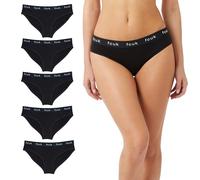 French Connection - FCUK Women’s Multipack Briefs - 5 Pack - Black - Large