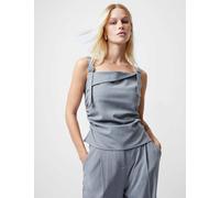 French Connection female Asymmetric Buckle Strap Square Neck Vest Top - Grey, Grey