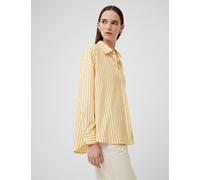 French Connection female Cotton Blend Striped Relaxed Popover Blouse - Yellow Mix, Yellow Mix