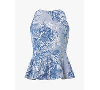 French Connection female Cotton Rich Jacquard Peplum Top - 16 - Blue Mix, Blue Mix