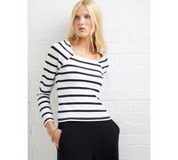 French Connection female Cotton Rich Striped Square Neck Top - XS - White Mix, White Mix