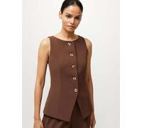 French Connection female Slash Neck Button Through Waistcoat - 18 - Brown, Brown