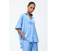 French Connection Floaty Dropped Long Sleeve Relaxed-fit Button Shirt, Blue, Size Xs, Women Blue