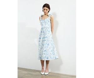 French Connection Floral Print Crepe Bow-tie Sleeveless A-line Midi Dress, Multi, Size 12, Women Print