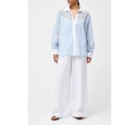 French Connection Galina Cotton Embroidered Shir Sky Blue size L | Button-Down Shirts Outlet | Women | Blue L