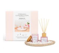 French Connection Giftset Candle, Wooden Plate, Strawberry Prosecco