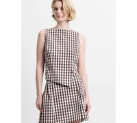 French Connection Gingham Button Detail Top Brown Mix