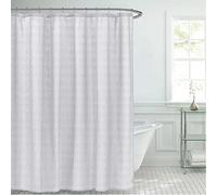 French Connection 13 Piece Dobby Set Elegant Bathroom Décor | Machine Washable | Measures 70 in x 72 in | Cotton Blend | 12 Metal Hooks, 72"x72", Grey