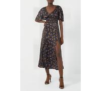 French Connection Ingrid Inu Sat Drape Midi Dres Black Multi size 8 | Midi Dresses Outlet | Women | Black 8