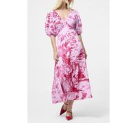 French Connection Isla Odette Twist Neck Tea Drs Violet Pink Multi size 14 | Maxi Dresses Outlet | Women | Purple 14