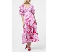 French Connection Isla Odette Twist Neck Tea Drs Violet Pink Multi size 16 | Midi Dresses Outlet | Women | Purple 16