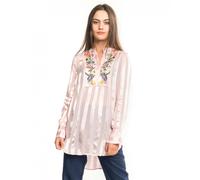 French Connection Katalina Striped Floral Embroidered Blouse - Teagown - XS