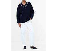 French Connection Kezia Vertical V Nk Jumper Navy/w.white size M | Sweaters Outlet | Women | Blue M