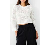 French Connection L/s Crochet Bobble Knit Ivory size L | Knitted Sweaters Outlet | Women | White L