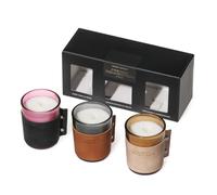 French Connection Leather Range Candle Set - Dark Rum Rose, Sandalwood & Cedar, Bergamot & Amberwood - 3 X 54G (1-Wick) - FCC009SET
