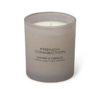 French Connection Leather & Tobacco Grey Glass Candle 190g - Luxury Single Wick French Connection Grey