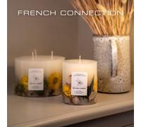 French Connection Lemon, Neroli & Cedarwood Real Dried Botanicals Infused Scented Pillar Candle, Vegetable Wax Blend Long-Lasting