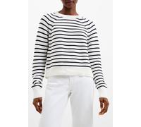 French Connection Women's Lillie Mozart Stripe Crew Neck Jumper Pullover Sweater, Summer White/Utility Blue, XS