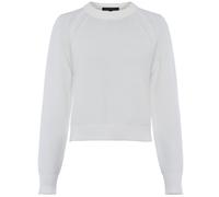 French Connection Lilly Mozart Crew Neck White Ribbed Cotton Jumper - XL, SUMM/WHT