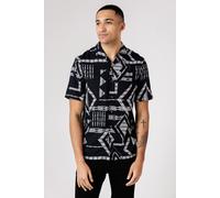 French Connection Mens Black Tribal Print Short Sleeve Shirt - Size X-Large