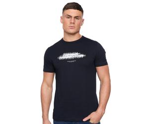 French Connection Mens Double T-Shirt Marine/White - Black - Size Medium