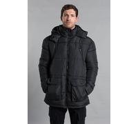 French Connection Men's Hooded Padded Parka Longline Jacket in Black | Size: 2XL French Connection Black 2XL