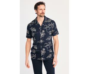 French Connection Mens Navy Floral Print Short Sleeve Shirt - Size 2XL