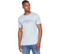 French Connection Mens Premium Half Sleeve Crew Neck T-Shirt with Letter Print Logo Design(XL,Fischer Light Blue)