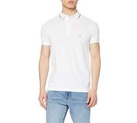 French Connection Men's Summer Black Tipping Polo Polo Shirt, White (White/Marine 10), Large