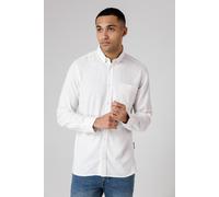 French Connection Mens White Linen Blend Long Sleeve Chest Pocket Shirt - Size X-Large