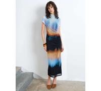 French Connection Mesh Ombre High Neck Midi Column Dress Multi