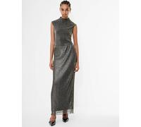 French Connection Metallic Plisse Midi Skirt Black Mix