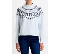 French Connection Modern Fairisle Lgt Grey Mel/win Wht size L | Knitted Sweaters Outlet | Women | Gray L