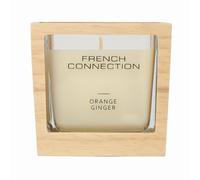 French Connection Natural Wooden Surround Range Candle Orange & Ginger 200G (1-Wick)- FCC002BRS in Beige French Connection Beige