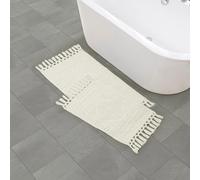 French Connection - Nellore Bath Mats, Set of 2 Woven and Beaded Bathroom Rugs, 100% Cotton, Premium Bathroom Decor, Machine Washable, Measures 17" x 28" and 20" x 38", Ivory