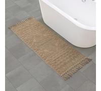 French Connection Nellore Bathroom Rugs, Woven and Beaded Bathroom Mats, Durable Non-Slip Bath Rugs, Thick Bath Mats for Bathroom and Shower Rugs, 24" x 64", Taupe Grey, FCB024069