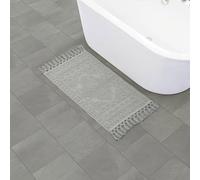 French Connection Nellore Bathroom Rugs | Set of 2 Woven and Beaded Bathroom Mats | Durable Non-Slip Bath Rugs | Thick BathMats for Bathroom and Shower Rugs | 20” x 34” | Medium Grey