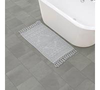 French Connection Nellore Bathroom Rugs | Set of 2 Woven and Beaded Bathroom Mats | Durable Non-Slip Bath Rugs | Thick BathMats for Bathroom and Shower Rugs | 20” x 34” | Light Grey
